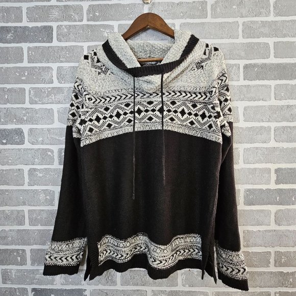 Maurices Sweater Women's‎ 0 XS Fair Isle Cowl Neck Metallic Thread Knit Pullover - Picture 1 of 11